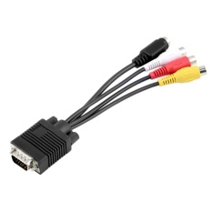 BAIK Baru VGA Ke Video TV Out S-video AV Dan 3 RCA Female Converter Adaptor Kabel