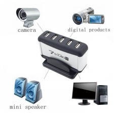 Portabel YANG BAGUS 7 Port USB 2.0 Tinggi Kecepatan HUB Ekspansi USB Kabel Adaptor Daya AC Hitam & Putih AS Steker -Internasional