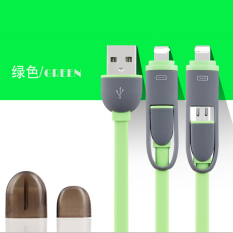 Kualitas Bagus 2 In 1 Kabel Apple Android Telepon Seluler dan Tablet Pengisian Line-Hijau-Intl
