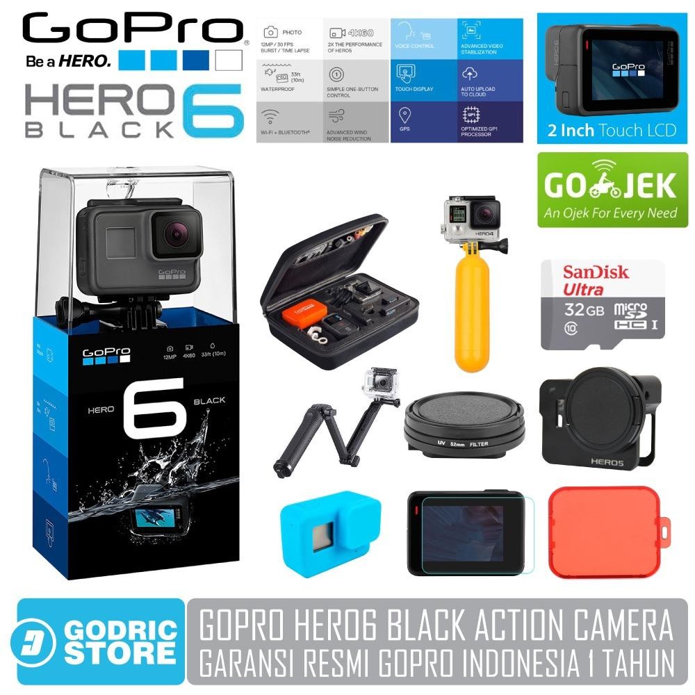 GoPro Hero 6 Paket Complete Action Camera Hero6 4K 60FPS Garansi Resmi 1 Tahun