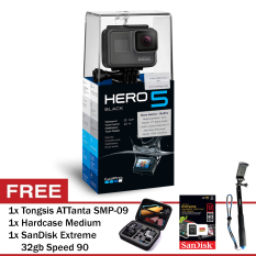 GoPro Hero5 Black + SanDisk Extreme 32gb speed 90 + Hardcase Medium + Tongsis ATTanta SMP-09