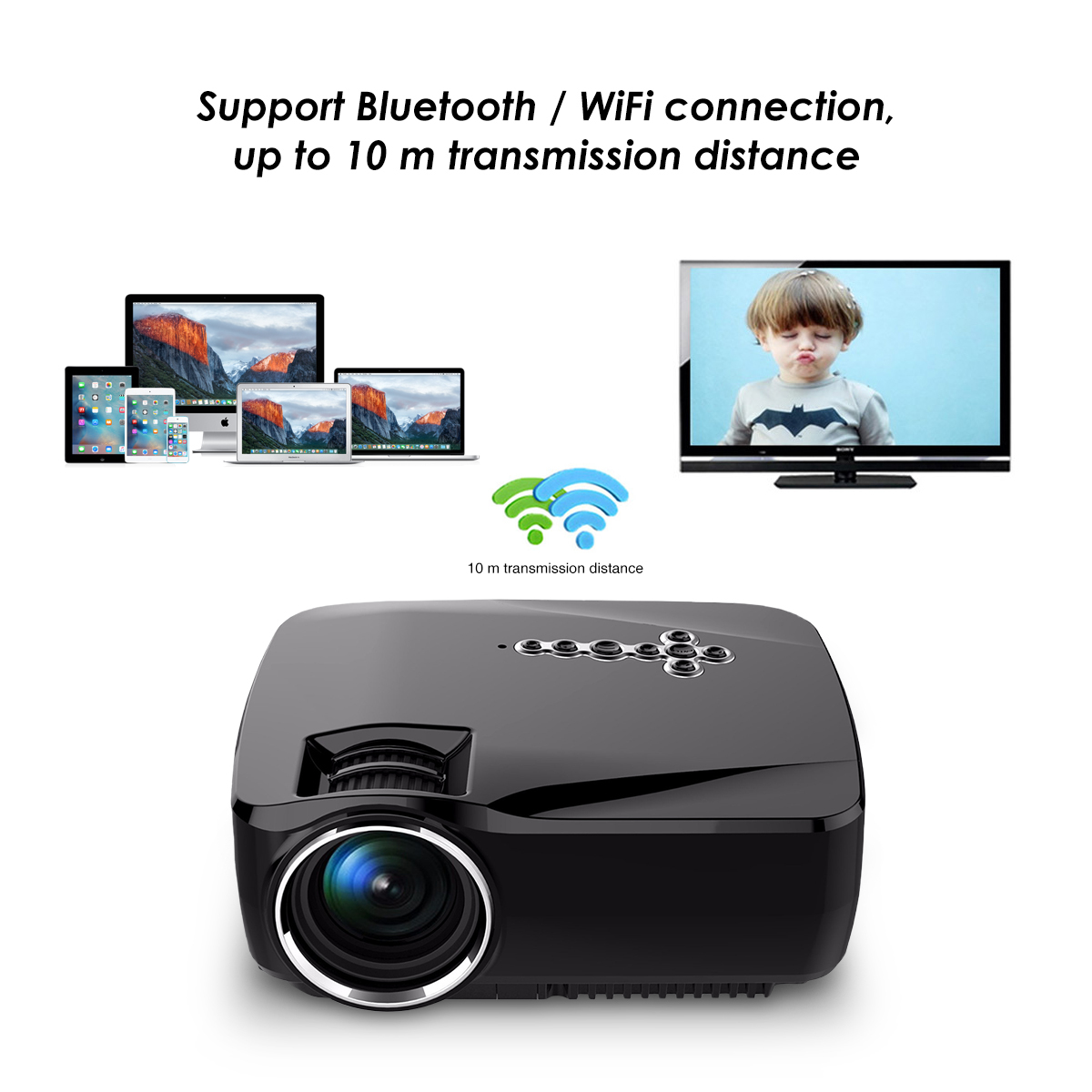 GP70UP Android 4.4 Mini Proyektor LED With Google Play Update Oleh GP70 Proyektor Portabel 1g/8g Bluetooth Wifi TV Beamer-Internasional