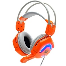 GS200 Super Deep Bass Headphones with Mic Stereo Breathing LEDLight for PC Gamer(Orange) - intl