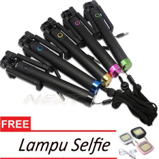 Gshop 8cm Tongsis Black Edition Tombol Lipat Monopod + Lampu Selfie