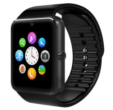GT08 jam sinkronisasi Notifier jam pintar dengan kartu Sim untuk IOS Android (hitam)