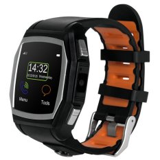 GT68 Bluetooth Smart Watch Panggilan Ponsel Pemberitahuan SMS APP dengan Pedometer Anti-hilang Pemantauan Tidur untuk IOS Android dengan GPS (Permukaan Hitam + Watchband Orange)