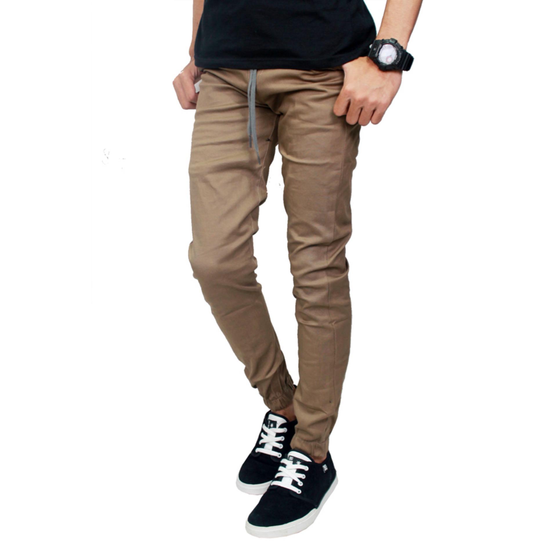 Gudang Fashion - Celana Jogger Pants Pria Panjang - Krem