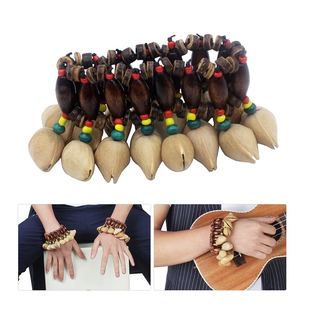 Handmade Kacang Shell Gelang Handbell untuk Djembe Drum Afrika Conga Perkusi Aksesoris-Intl