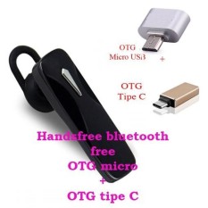 Handsfree Bluetooth free OTG Mickro Usb+OTG Tipe C For Vivo X7 / X7 Plus - Hitam