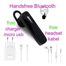 Handsfree Bluetooth+Hedset Kabel+Charger Usb For Samsung Galaxy S5 Neo/A5 (Octa Core) - Hitam
