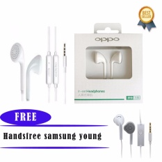 Handsfree OPPO MH133 Stereo In Ear Original Headset / Earphone For All Phone Model Stereo Bass Portable Handsfree - White / Putih + Samsung Original Handsfree/Earphone Young/wonder S6310/5360 - Putih