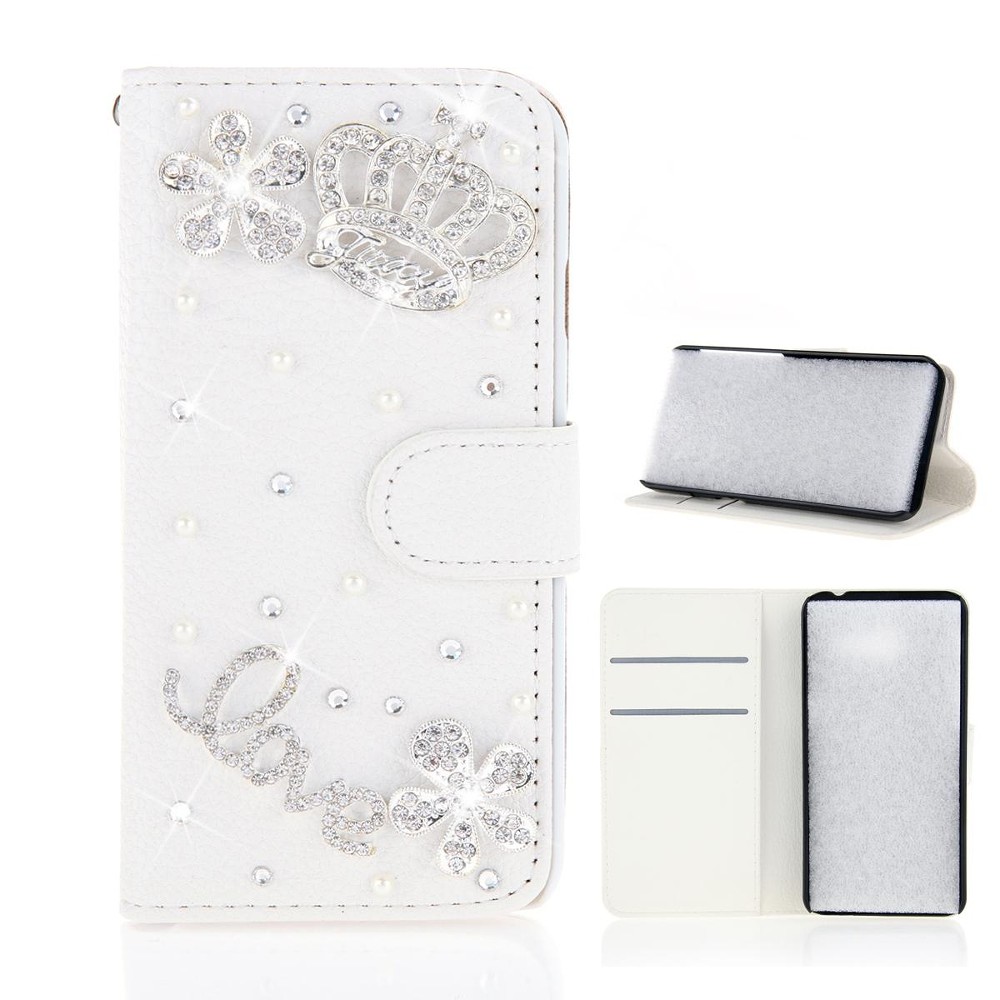 Happon Case Anda Blackview E7 3D BLING Berlian Rhinestones Dompet Kulit PU Case-Internasional