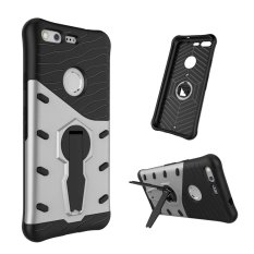 Plastik Keras + TPU Pelindung Hibrid Braket Sarung Dampak Cover Case untuk Google Pixel (Perak)-Intl