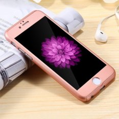 Hardcase 360 Casing Hp full Body Free Tempered Glass iPhone 6 Plus/ 6S Plus ( Rose Gold)