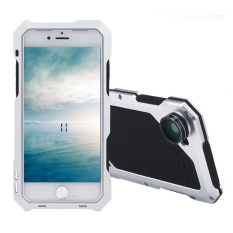 Hazyasm Iphone Kamera Lensa Perlengkapan, 3 Dalam 1 198 ° Fisheye Lensa + 15X Makro + Lensa Sudut Lebar dengan IP54 Tahan Debu Anti Guncangan Aluminium case, dibangun Di-Dalam Layar Pelindung untuk IPhone7 (Siliver)-Internasional
