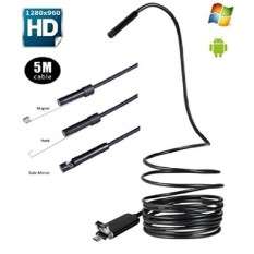 HD Tahan Air Yang Kaku Borescope USB 5 M. PC Endoskopi Inspeksi Kamera 1280x960 2.0 MPX 6 LED.-Intl