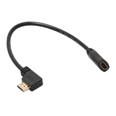 HDMI Female to Right 90 Degree Male Cable 1.4V for PS4 TV DVD (Black) (0.3m) - intl