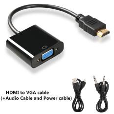 HDMI Ke Kabel VGA, Digital Ke Analog Audio Converter, HDMI Converter Adapter Video Kabel untuk PC Laptop PS3 TV BOX (+ Kabel Audio dan Kabel Daya)