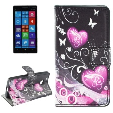 Heart Pattern Leather Case dengan Pemegang dan Slot Kartu dan Dompet untuk Nokia Lumia 930-Intl