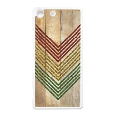 Heavencase Case Casing Sony Xperia M5 Hard Case Motif Kayu Chevron 10 - Putih
