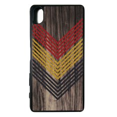 Heavencase Casing Sony Xperia X Case Softcase Bumper Motif Batik Kayu Chevron 12 - Hitam