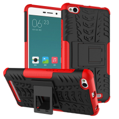Tugas Berat Kasar Hybrid Dual Layer Kickstand Casing Tahan Guncangan Pelindung Cover Case untuk Xiaomi Redmi