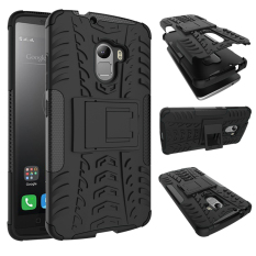 Tugas berat hibrida aman kejutan pelindung ada standarnya lapis ganda untuk menutupi kasus Lenovo A7010/Vibe X3 Lite kasus/K4 catatan (Hitam)