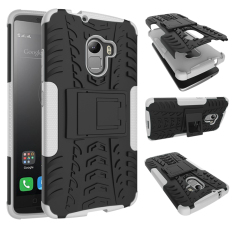 Tugas berat hibrida aman kejutan pelindung ada standarnya lapis ganda untuk menutupi kasus Lenovo A7010/Vibe X3 Lite/K4 catatan kasus (putih)