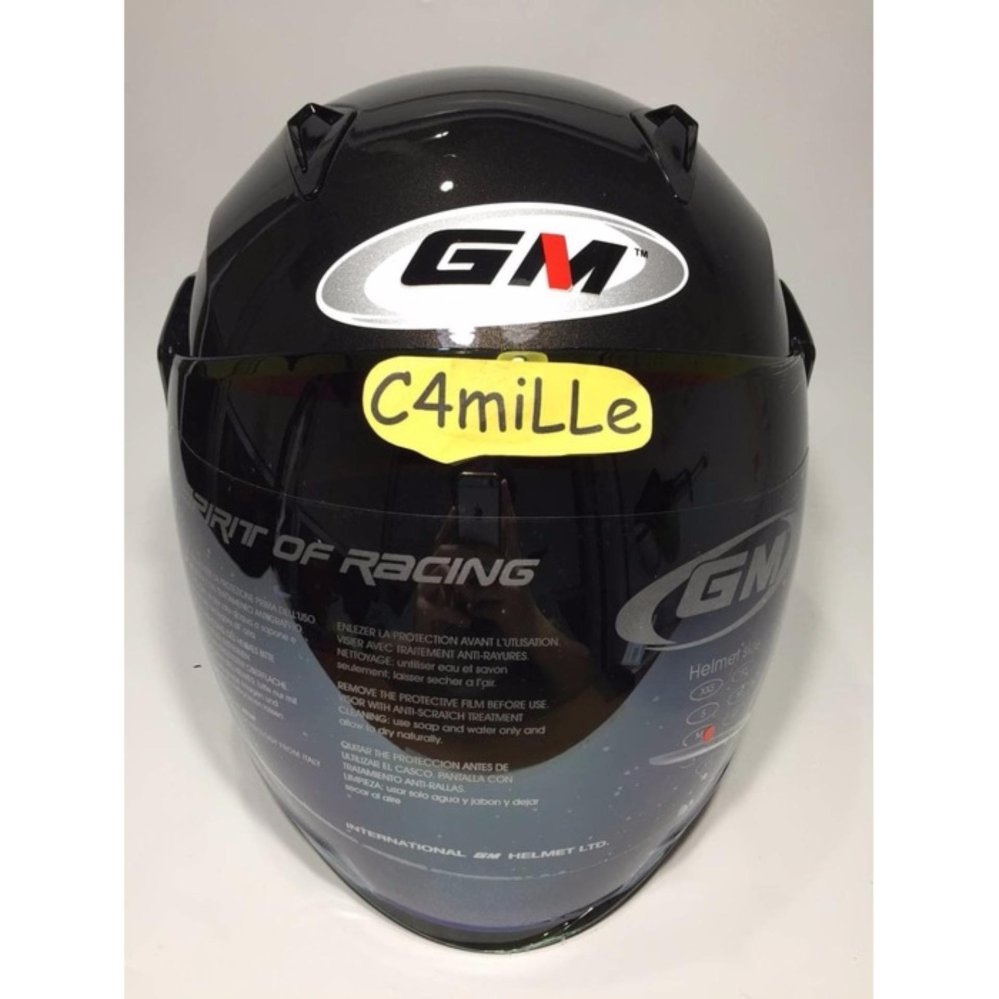 HELM GM FIGHTER SOLID BLACK HALF FACE .