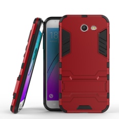 Tinggi Kualitas Armor 2 In 1 PC dan TPU Lembut Kantong Gas Stand Back Case Cover untuk Samsung Galaxy J3 Prime Kasus Merah-Internasional