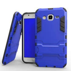 Tinggi Kualitas Armor 2 In 1 PC dan TPU Lembut Kantong Gas Stand Back Case Cover untuk Samsung Galaxy J5 J5008 Case Blue-Intl