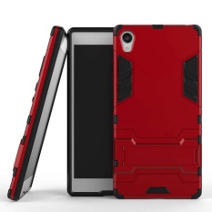 Tinggi Kualitas Armor 2 In 1 PC dan TPU Lembut Kantong Gas Stand Case Belakang Cover untuk SONY Xperia Z5 PLUS Premium 5.5 Inci Kasus Merah-Internasional