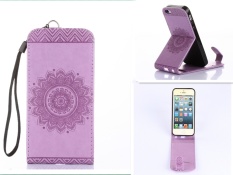 Tinggi Kualitas Embossing PU Leather Wallet Stand Flip Atas dan Ke Bawah Flip Case Cover Garis untuk Samsung Galaxy S7 Edge Case-Intl