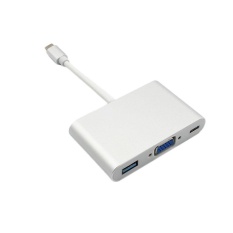 Kualitas Tinggi Tipe-C untuk HDMI VGA USB3.0 HD Video Converter 3 In 1 HDMI Port Output Wanita Cermin Dukungan HDMI TV-Internasional
