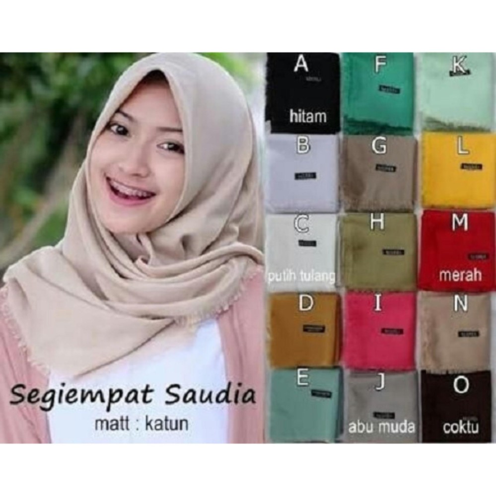 Hijab / Kerudung / Jilbab Segi Empat Saudia Katun Rawis / Fashion Wanita