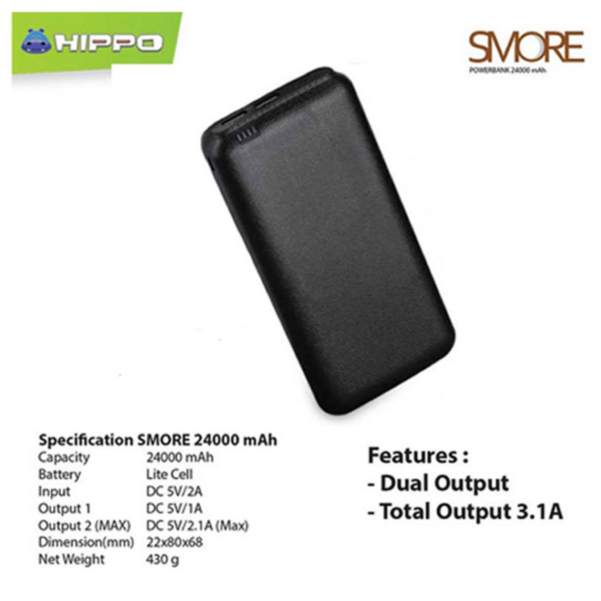 Hippo Power Bank Smore 24000Mah - Hitam