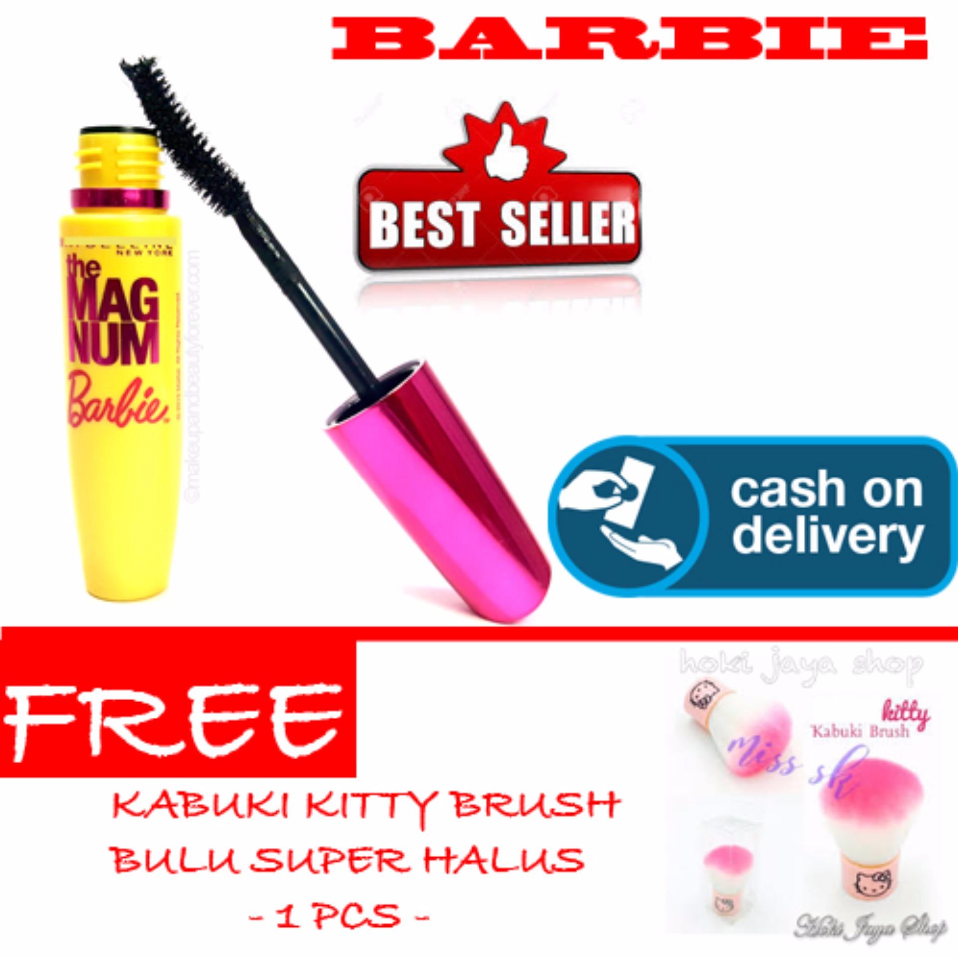 HOKI COD - Mascara Magnum Barbie - Maskara Waterproof - Model Barbie Warna Hitam Premium Quality Top - Made In China - 1 Pcs + Gratis Kabuki Kitty Brush Bulu Super Halus Dan Model Unik - 1 Pcs