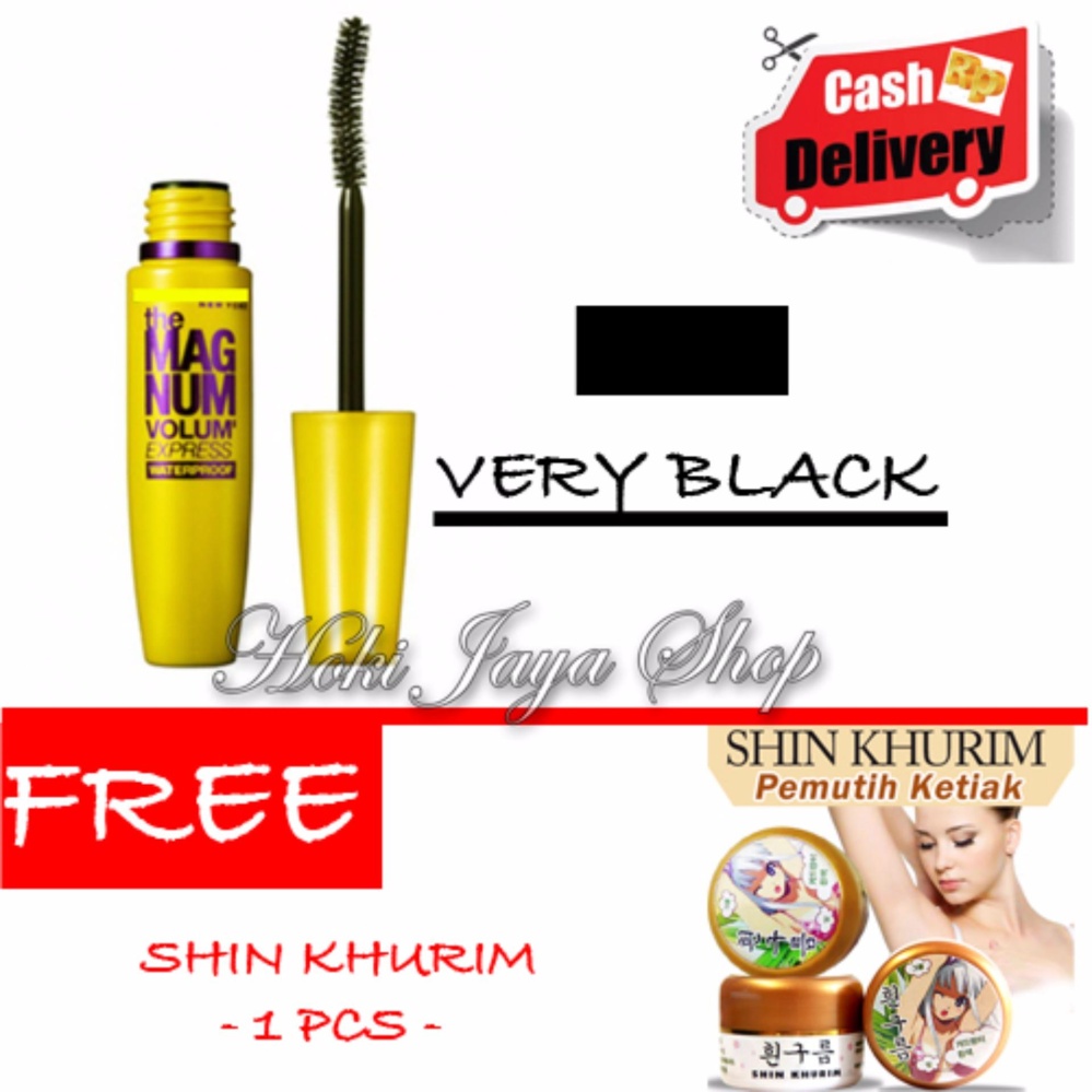 HOKI COD - Mascara The Fals Lash Volume Express - Maskara Waterproof - Model KUNING Warna Hitam Premium Quality Top - 1 Pcs + Gratis Shin Khurim Pemutih Ketiak Dan Selangkangan - 1 Pcs