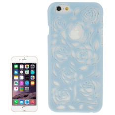 Berongga Keluar Mawar Bunga-bunga Pola Pelindung Keras Case untuk iPhone 6 Plus & 6 S Plus (Biru) -Internasional