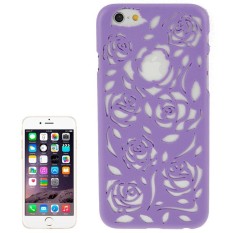 Berongga Keluar Mawar Bunga-bunga Pola Pelindung Keras Case untuk iPhone 6 Plus & 6 S Plus (Ungu) -Internasional
