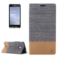 Horizontal Flip Canvas Leather Case dengan Kartu Slot dan Holder untuk ASUS Zenfone 6 (Abu-abu Gelap)-Intl
