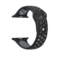 Hot Penjualan 42mm 1:1 Ukuran Tali Silicon Olahraga Watch Band Tali untuk Apple Watch-Hitam dan Abu-abu- INTL