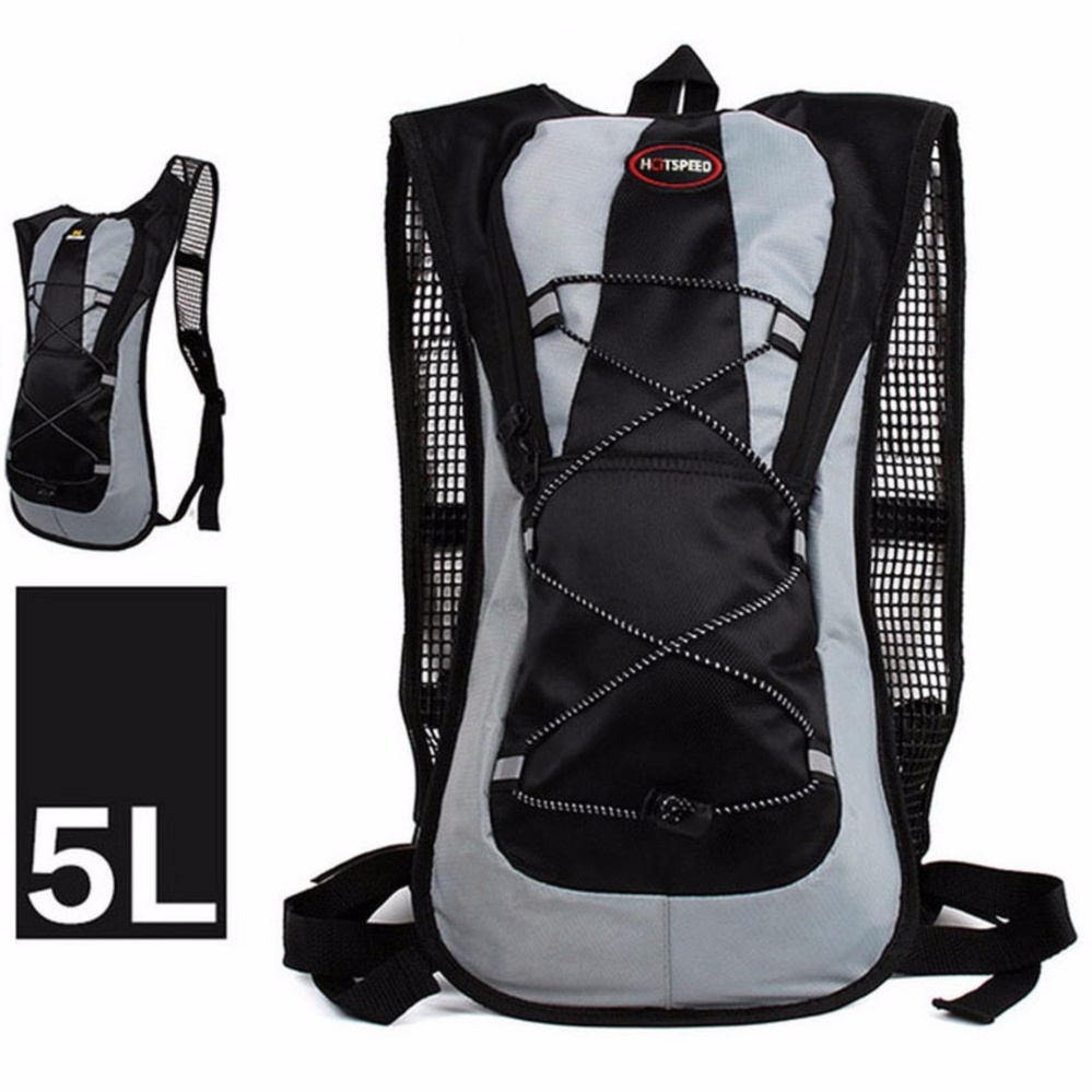 Hotspeed Tas Ransel Gunung Hiking Adventure Camping Outdoor Waterproof 5L Travelling Survival Military Backpack Tas Bahu Carrier Bag Travel Mudik Sekolah Kuliah Kerja Zip Risleting Adaptive Rope Nyaman Digunakan Backpacker Touring Anti Air - Abu