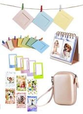 Ponsel Sprocket dan Polaroid Instan Risleting Printer Aksesori Bundel, 5 Dalam 1 Perlengkapan Meliputi: Printer, album Foto, Warna Mini Bingkai Foto, Foto Magnetik Framens, Bingkai Gantungan Dinding (Mawar Emas) -Internasional