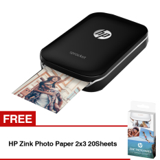 HP Sprocket Photo Printer - Hitam + Free HP Zink Photo Paper 2x3 20Sheets