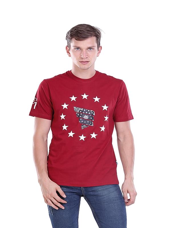 HRCN HBG 0097 kaos oneck/T-shirt lengan pendek pria - bahan cotton combed - bagus dan keren (Marun)