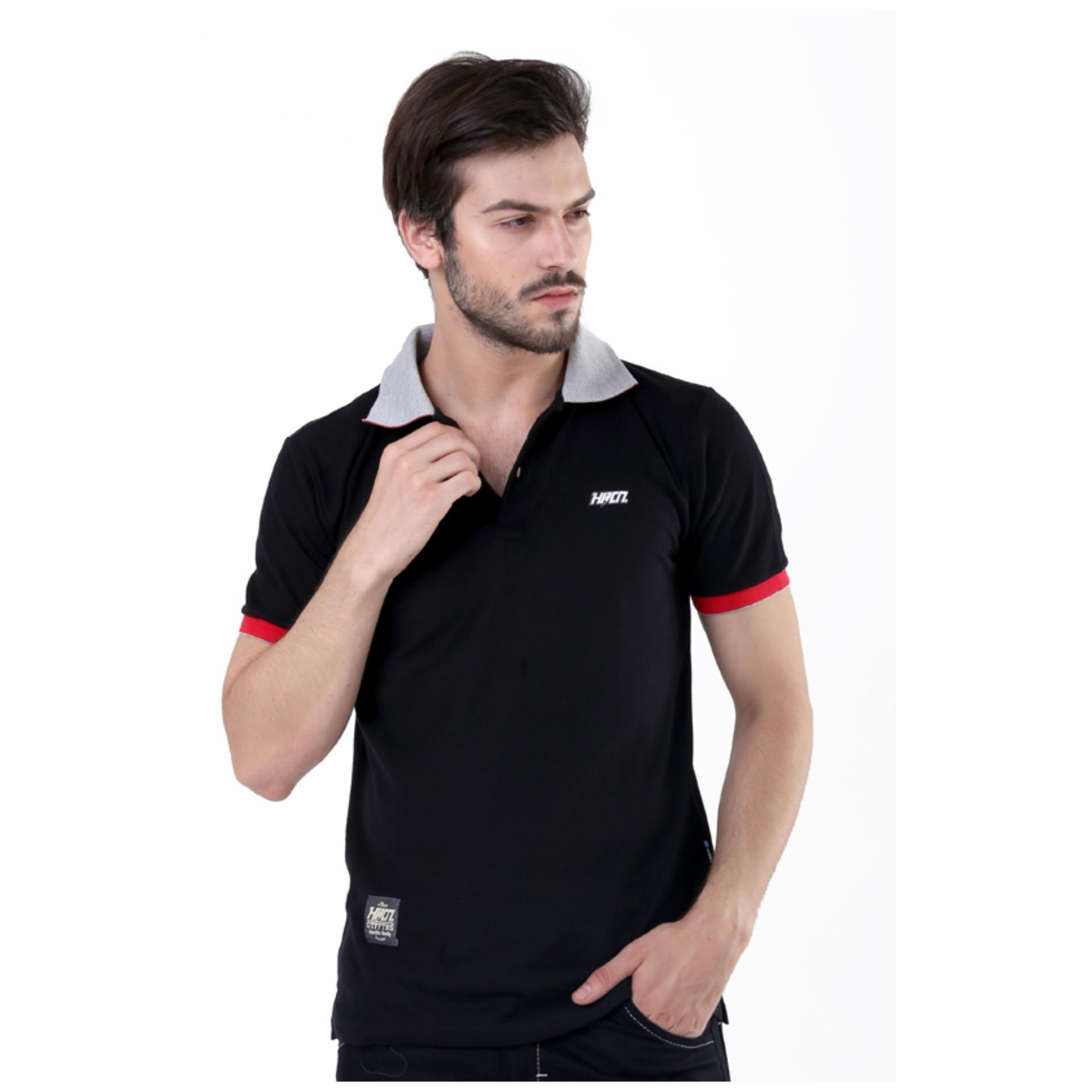 HRCN HMC 0420 kaos red neck casual pria - catton pique - keren ( Hitam )