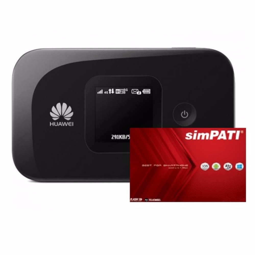 Huawei E5577 Modem MIFI 4G LTE Bundling Kartu Simpati 14GB - Hitam