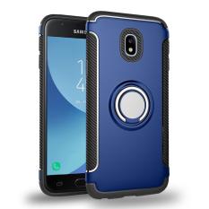 Hybrid Armor Case Casing untuk Samsung Galaxy J7 2017 J730 J7 Pro Anti-slip Carbon Fiber TPU + PC Kembali Penutup dengan Cincin Mencengkeram/Stand Holder