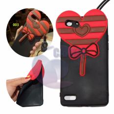 Icantiq Case 3D Oppo A33 Neo 7 Silicone 3D Lollipop Candy Love Rush Sugar + Necklace Kalung Jelly Case / Silicone / Soft Case / Silicone Case 4D Unik / Case Oppo A33 Neo 7 / Silicone Case 3D Lolipop - Merah / Red